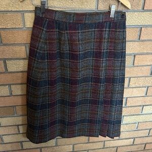 Vintage Jack Winter Plaid Midi Skirt Women’s 100% Wool Multicolor 28” Waist